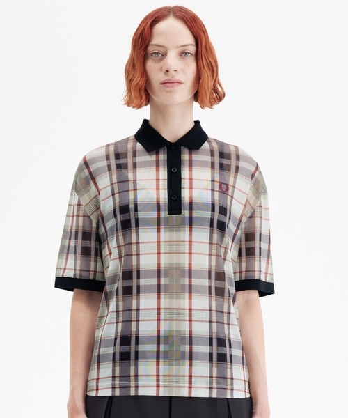 セール】Check Print Mesh Polo Shirt／チェックプリント