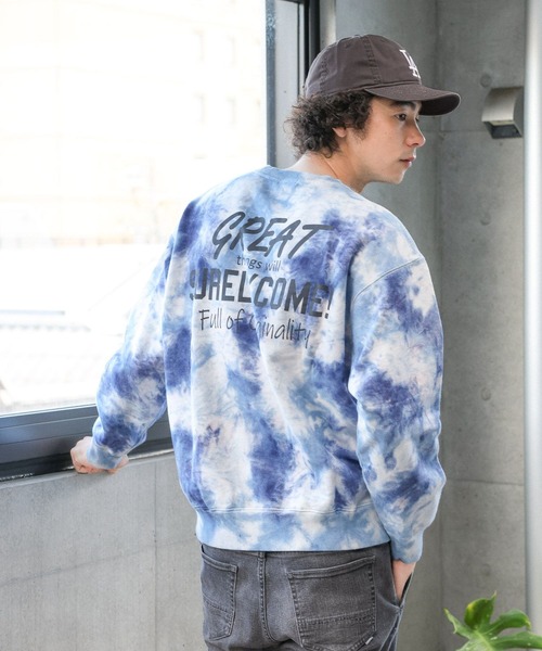 BAYFLOW（ベイフロー）の「タイダイスウェットプルオーバー（スウェット・メンズ・ブラック/ベージュ/ブルー・MEDIUM/LARGE）」の3枚目の写真