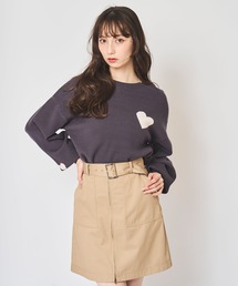 配色ハートジャカードニット