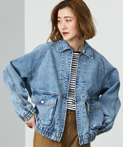 SOMETHING（サムシング）の「SOMETHING デニムブルゾン（その他アウター・レディース・ライトインディゴブルー/ブルー・FREE）」の2枚目の写真
