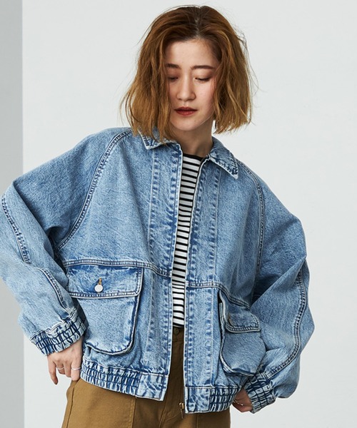 SOMETHING（サムシング）の「SOMETHING デニムブルゾン（その他アウター・レディース・ライトインディゴブルー/ブルー・FREE）」の5枚目の写真