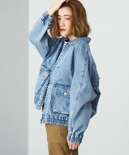 SOMETHING（サムシング）の「SOMETHING デニムブルゾン（その他アウター・レディース・ライトインディゴブルー/ブルー・FREE）」の8枚目の写真