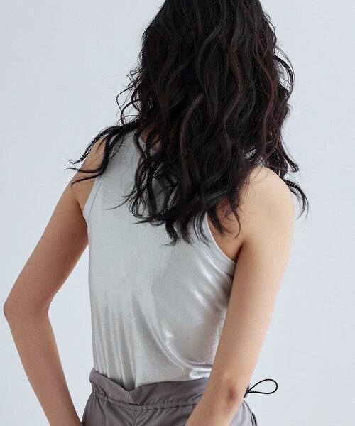 GALLEST（ギャレスト）の「シャイニーアメスリタンクトップ（カップ付き）（タンクトップ・レディース・シルバー/ゴールド/シルバー系その他/ライトグリーン・38）」の10枚目の写真