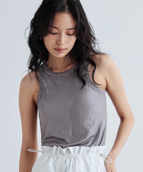 GALLEST（ギャレスト）の「シャイニーアメスリタンクトップ（カップ付き）（タンクトップ・レディース・シルバー/ゴールド/シルバー系その他/ライトグリーン・38）」の18枚目の写真