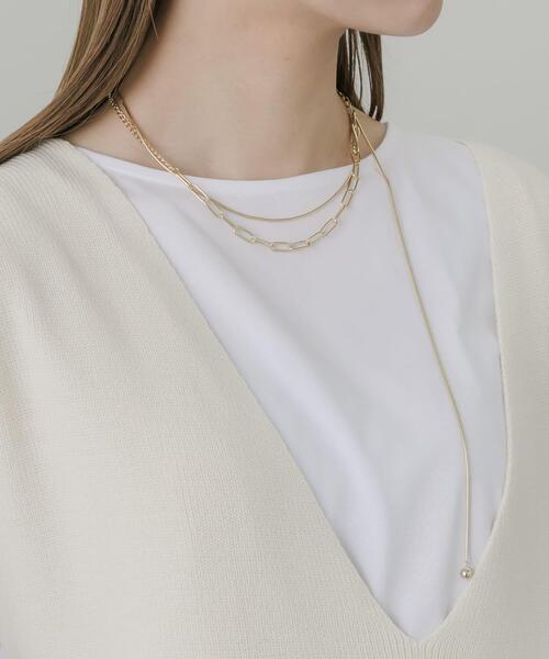 SMELLY(スメリー)の「チェーン2レイヤードネックレス(ネックレス・レディース・ゴールド・-)」の3枚目の写真
