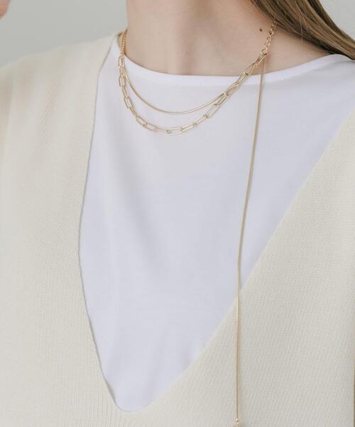 SMELLY(スメリー)の「チェーン2レイヤードネックレス(ネックレス・レディース・ゴールド・-)」の5枚目の写真