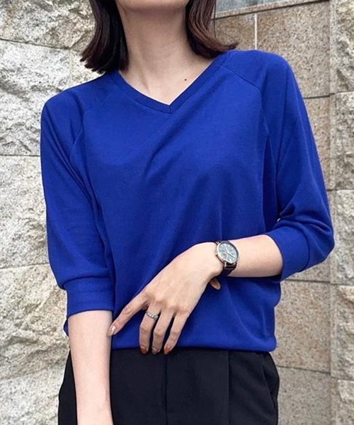 aquagarage（アクアガレージ）の「7分丈ドルマンスリーブサマーニット（ニット/セーター・レディース・オフホワイト/グレー/ブラック/ベージュ/ロイヤルブルー/オレンジ/ミント/イエロー・M/L/LL）」の6枚目の写真