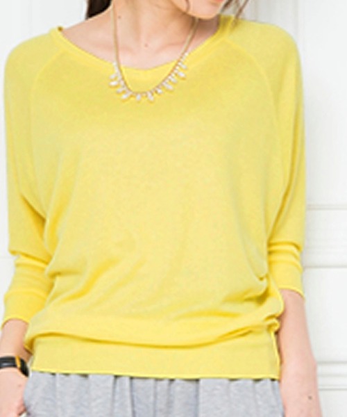 aquagarage（アクアガレージ）の「7分丈ドルマンスリーブサマーニット（ニット/セーター・レディース・オフホワイト/グレー/ブラック/ベージュ/ロイヤルブルー/オレンジ/ミント/イエロー・M/L/LL）」の7枚目の写真