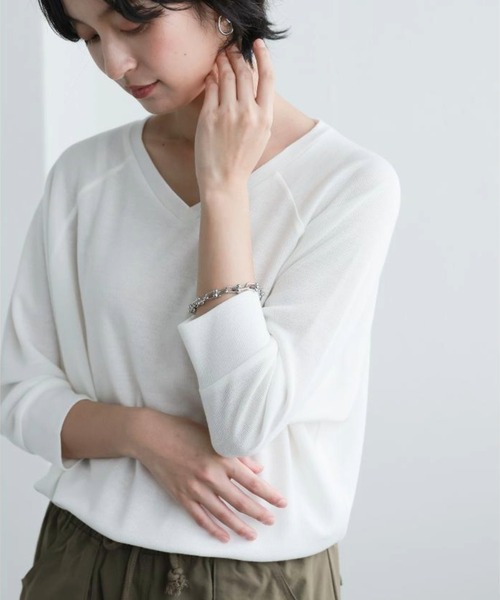 aquagarage（アクアガレージ）の「7分丈ドルマンスリーブサマーニット（ニット/セーター・レディース・オフホワイト/グレー/ブラック/ベージュ/ロイヤルブルー/オレンジ/ミント/イエロー・M/L/LL）」の9枚目の写真