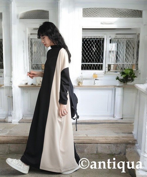 antiqua(アンティカ)の「バイカラーワンピース(ワンピース・レディース・ブラック・ONESIZE)」の3枚目の写真