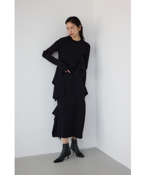 PLUS(プラス)の「【PLUS】アシンメトリーレイヤードニットワンピース(ワンピース・レディース・ブラック/ブルー系その他3・MEDIUM/SMALL)」の2枚目の写真