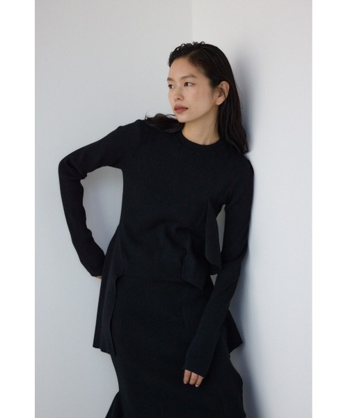 PLUS】アシンメトリーレイヤードニットワンピース（ワンピース）｜PLUS