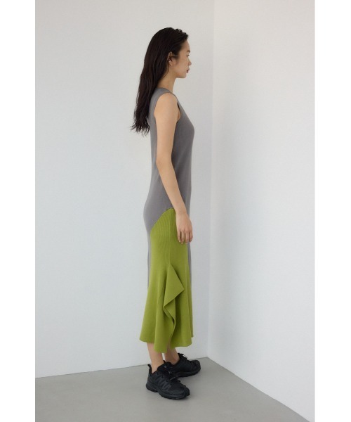 PLUS】アシンメトリーレイヤードニットワンピース（ワンピース）｜PLUS