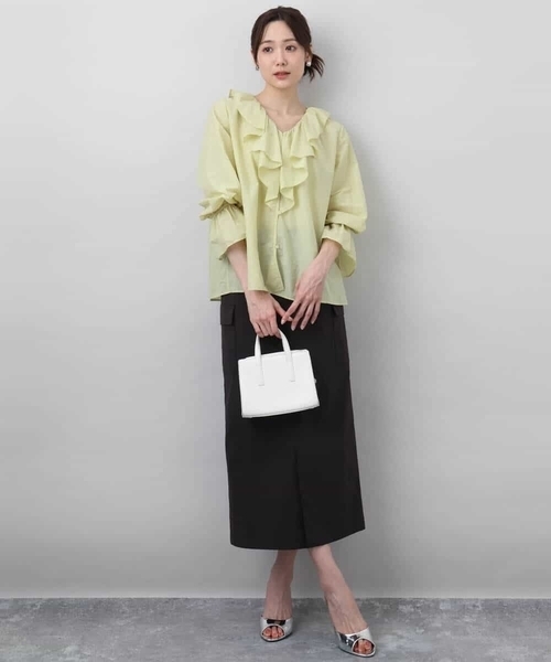 MK MICHEL KLEIN(エムケーミッシェルクラン)の「フリルデザインブラウス/洗える(シャツ/ブラウス・レディース・ライトイエロー/ホワイト・38)」の19枚目の写真