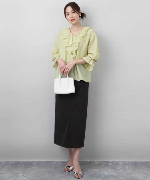 MK MICHEL KLEIN(エムケーミッシェルクラン)の「フリルデザインブラウス/洗える(シャツ/ブラウス・レディース・ライトイエロー/ホワイト・38)」の18枚目の写真