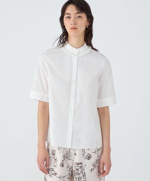 100/2コンパクトブロード ハーフスリーブタックブラウス（シャツ