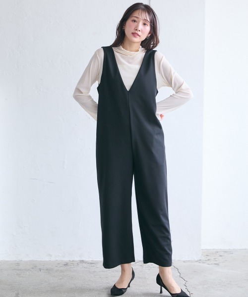 2025年新作入荷 小さいサイズ 深Vワイドオールインワンパンツ 低身長さん・小柄 スーツ・フォーマル・ドレス