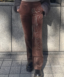 【Praying/プレイング】 Velvet Flared Pants PRAY240 08- BROWN
