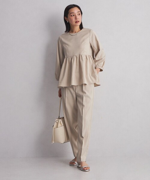 green label relaxing ノーカラースーツ上下　ベージュ green label relaxing（グリーンレーベルリラクシング）の