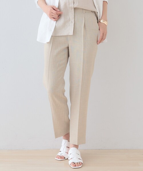 INDIVI（インディヴィ）の「【こなれSETUP／ストライプ柄】リネンライクテーパードパンツ（その他パンツ・レディース・チャコール/アイボリー系2・03/05/12/13/15 /19/36/38/40）」の2枚目の写真