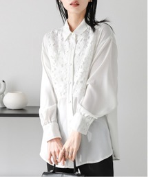 resil 花柄レース ブラックシャツ サイズ38 resil 花柄レース ブラックシャツ サイズ38 トップス