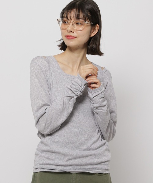 niko and...（ニコアンド）の「タンクレイヤードTシャツ（Tシャツ/カットソー・レディース・ブラック/オフホワイト/グレー・FREE）」の3枚目の写真