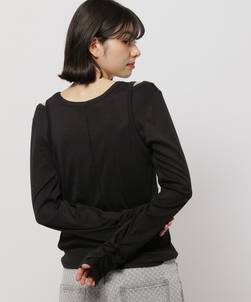 niko and...（ニコアンド）の「タンクレイヤードTシャツ（Tシャツ/カットソー・レディース・ブラック/オフホワイト/グレー・FREE）」の2枚目の写真