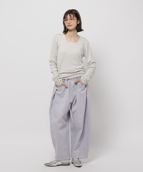 niko and...（ニコアンド）の「タンクレイヤードTシャツ（Tシャツ/カットソー・レディース・ブラック/オフホワイト/グレー・FREE）」の4枚目の写真