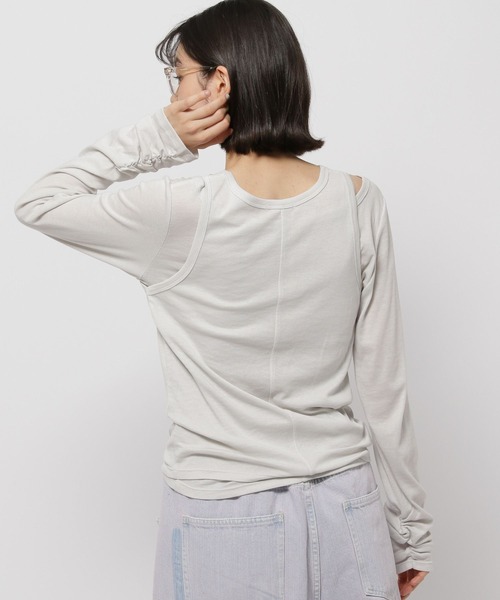 niko and...（ニコアンド）の「タンクレイヤードTシャツ（Tシャツ/カットソー・レディース・ブラック/オフホワイト/グレー・FREE）」の6枚目の写真