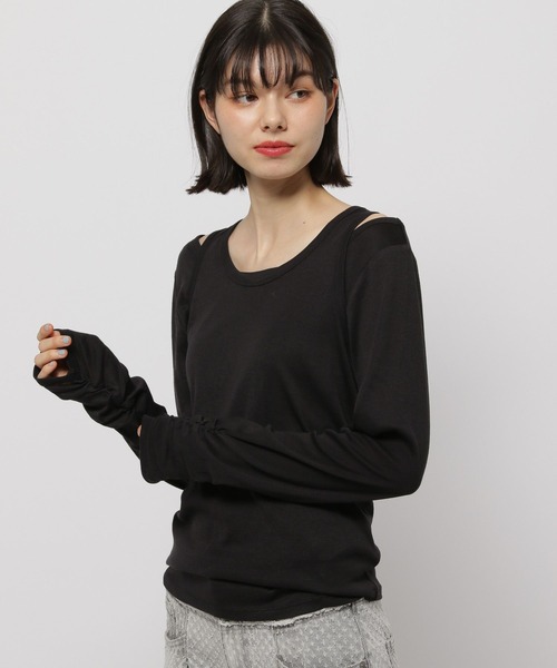 niko and...（ニコアンド）の「タンクレイヤードTシャツ（Tシャツ/カットソー・レディース・ブラック/オフホワイト/グレー・FREE）」の12枚目の写真