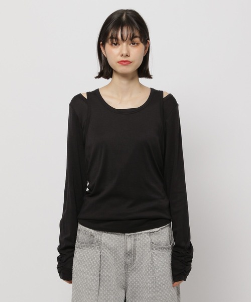 niko and...（ニコアンド）の「タンクレイヤードTシャツ（Tシャツ/カットソー・レディース・ブラック/オフホワイト/グレー・FREE）」の13枚目の写真