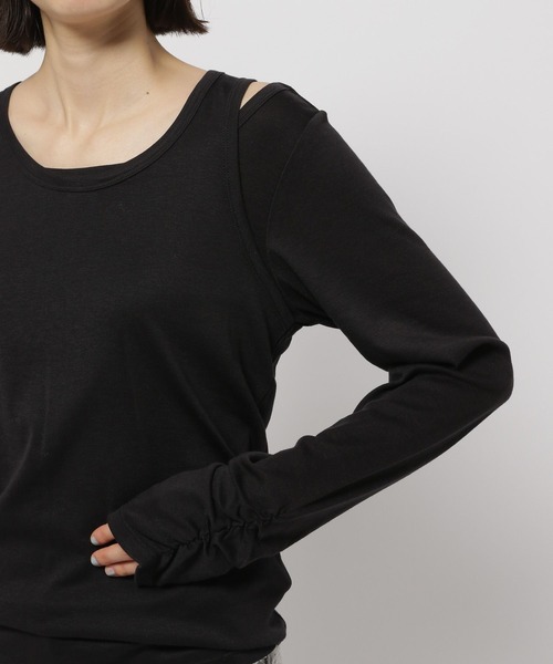 niko and...（ニコアンド）の「タンクレイヤードTシャツ（Tシャツ/カットソー・レディース・ブラック/オフホワイト/グレー・FREE）」の18枚目の写真