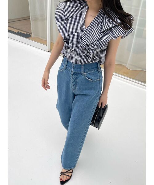 MERCURYDUO（マーキュリーデュオ）の「ハイウエストストレートストレッチデニム（その他パンツ・レディース・ブルー/インディゴブルー・SMALL/MEDIUM）」の4枚目の写真