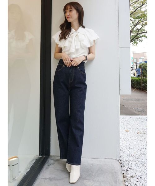 MERCURYDUO（マーキュリーデュオ）の「ハイウエストストレートストレッチデニム（その他パンツ・レディース・ブルー/インディゴブルー・SMALL/MEDIUM）」の10枚目の写真