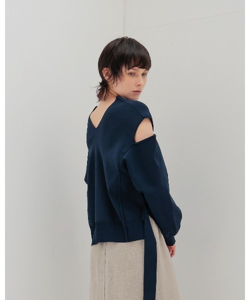 tシャツ slash sleeve Vneck pull(スラッシュスリーブVネックプルオーバー) レディース セール】slash sleeve Vneck pull(スラッシュスリーブVネック
