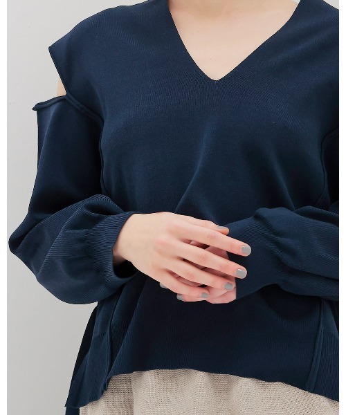 tシャツ slash sleeve Vneck pull(スラッシュスリーブVネックプルオーバー) レディース セール】slash sleeve Vneck pull(スラッシュスリーブVネック