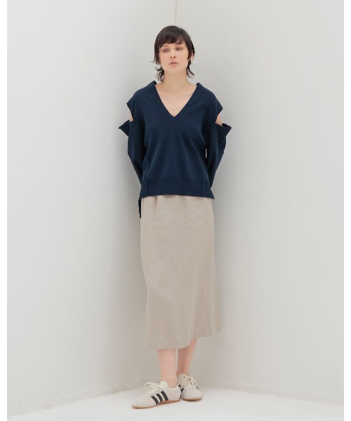 tシャツ slash sleeve Vneck pull(スラッシュスリーブVネックプルオーバー) レディース セール】slash sleeve Vneck pull(スラッシュスリーブVネック