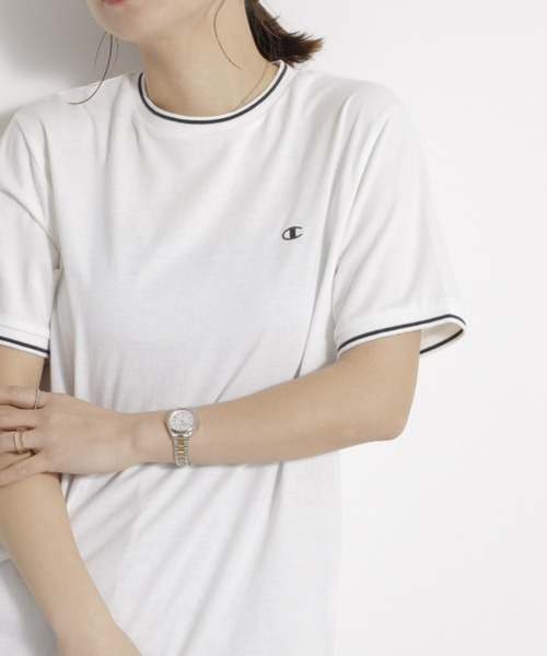 Champion(チャンピオン)の「<champion/UNDOVE>【吸水速乾/接触冷感/UVカット/ストレッチ/サマーTシャツ/チャンピオン/カジュアルTシャツ/スポーティ】配色ラインTシャツ(Tシャツ/カットソー・レディース・ネイビー/ボルドー/ホワイト・MEDIUM/LARGE/X-LARGE)」の19枚目の写真