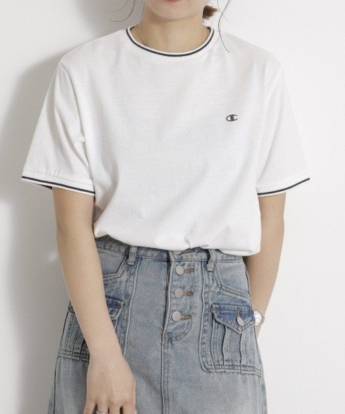 Champion(チャンピオン)の「<champion/UNDOVE>【吸水速乾/接触冷感/UVカット/ストレッチ/サマーTシャツ/チャンピオン/カジュアルTシャツ/スポーティ】配色ラインTシャツ(Tシャツ/カットソー・レディース・ネイビー/ボルドー/ホワイト・MEDIUM/LARGE/X-LARGE)」の15枚目の写真