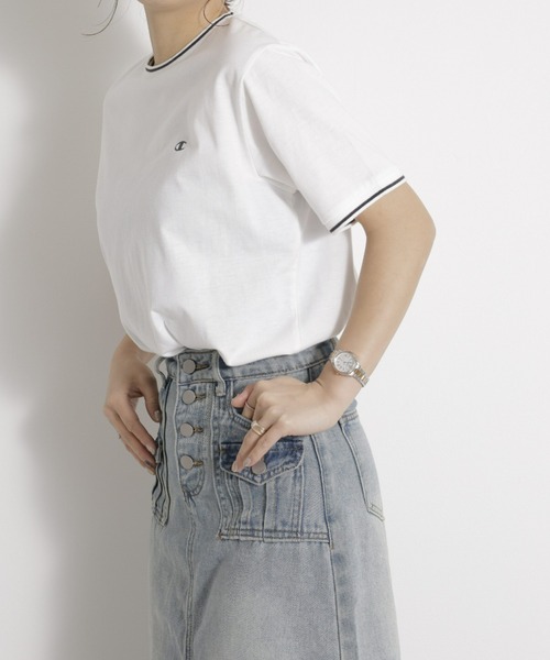 Champion(チャンピオン)の「<champion/UNDOVE>【吸水速乾/接触冷感/UVカット/ストレッチ/サマーTシャツ/チャンピオン/カジュアルTシャツ/スポーティ】配色ラインTシャツ(Tシャツ/カットソー・レディース・ネイビー/ボルドー/ホワイト・MEDIUM/LARGE/X-LARGE)」の18枚目の写真