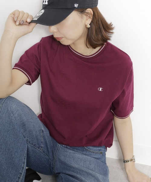 Champion(チャンピオン)の「<champion/UNDOVE>【吸水速乾/接触冷感/UVカット/ストレッチ/サマーTシャツ/チャンピオン/カジュアルTシャツ/スポーティ】配色ラインTシャツ(Tシャツ/カットソー・レディース・ネイビー/ボルドー/ホワイト・MEDIUM/LARGE/X-LARGE)」の6枚目の写真