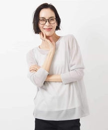 MICHEL KLEIN（ミッシェル・クラン）の「シアーニット(ボーダー・無地)（ニット/セーター）」