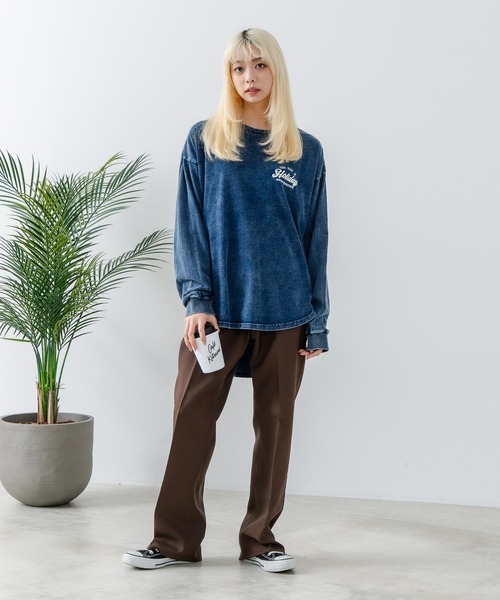 fort point(フォーポイント)の「【UNDER WRAPS/アンダーラップス】インディゴ刺繍 オーバーサイズロンT(Tシャツ/カットソー・レディース・ブラック/クリアブルー/ブルー・LARGE/MEDIUM)」の20枚目の写真