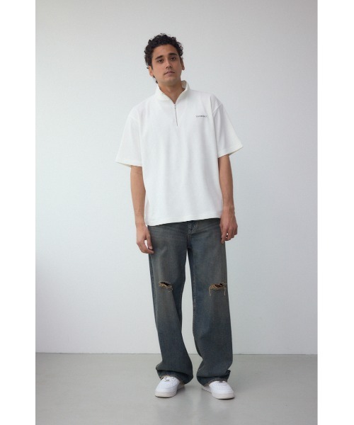 AZUL by moussy(アズールバイマウジー)の「ワッフルハーフジッププルオーバー(スウェット・メンズ・ホワイト/グリーン/グレー/ブラック・MEDIUM/LARGE)」の12枚目の写真