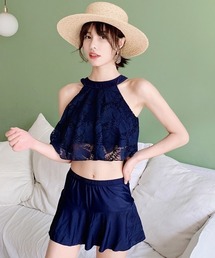 NANEA（ナネア）の「ハイネックシアーフレアトップス＆スカート　2点セットスイムウェア（水着）」