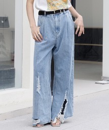 ダメージバギーデニムパンツ