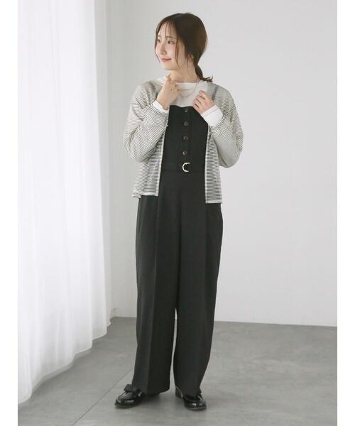 Te chichi TERRASSE（テチチテラス）の「フロントボタンサロペット《2025spring catalog item》（サロペット/オーバーオール・レディース・モカ/オフホワイト/ブラック・F）」の2枚目の写真