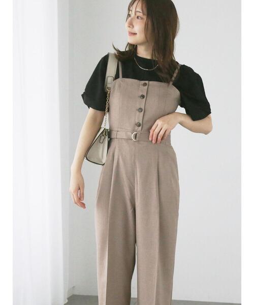 Te chichi TERRASSE（テチチテラス）の「フロントボタンサロペット《2025spring catalog item》（サロペット/オーバーオール・レディース・モカ/オフホワイト/ブラック・F）」の3枚目の写真