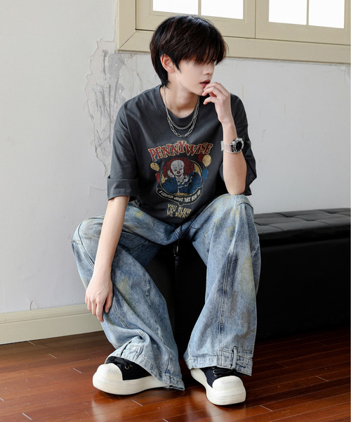 neos（ネオス）の「【neos】PENNY WISE ペニーワイズ ルーズシルエット ビンテージライク ユーズド風 プリント Tシャツ（Tシャツ/カットソー・メンズ・ホワイト系1/ホワイト系2/グレー系2/グレー系1・X-LARGE/LARGE/MEDIUM）」の7枚目の写真