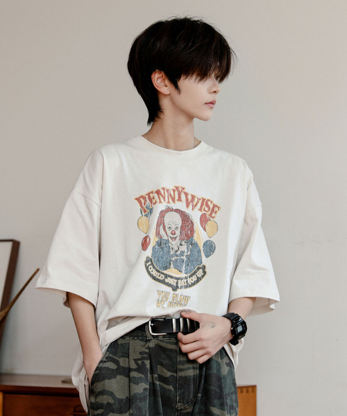 neos（ネオス）の「【neos】PENNY WISE ペニーワイズ ルーズシルエット ビンテージライク ユーズド風 プリント Tシャツ（Tシャツ/カットソー・メンズ・ホワイト系1/ホワイト系2/グレー系2/グレー系1・X-LARGE/LARGE/MEDIUM）」の11枚目の写真